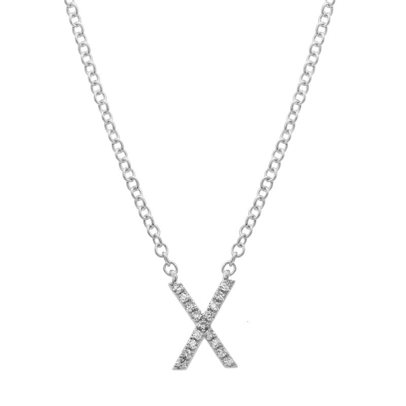 14K Yellow Gold Diamond X initial Necklace