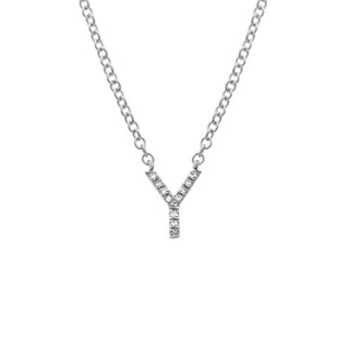 14K Yellow Gold Diamond Y initial Necklace