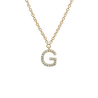 14K Yellow Gold Diamond G initial Necklace