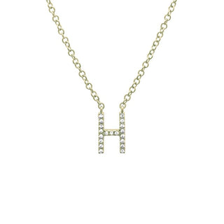 14K Yellow Gold Diamond H initial Necklace