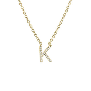 14K Yellow Gold Diamond K initial Necklace