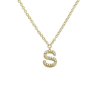 14K Yellow Gold Diamond S initial Necklace