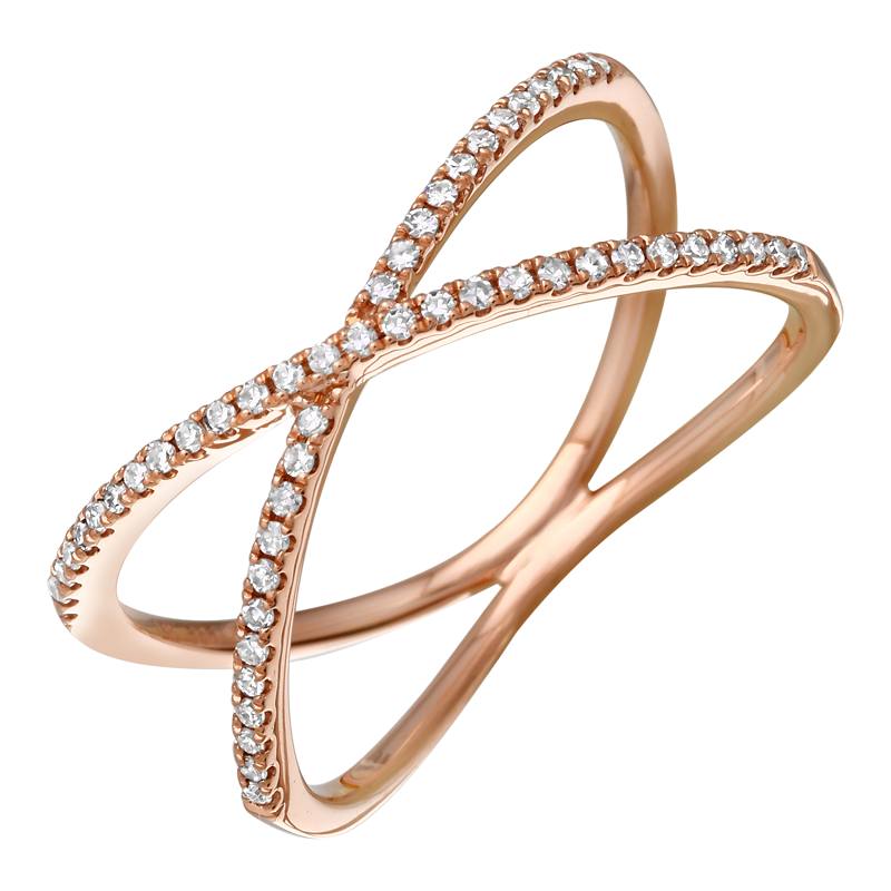 14K Yellow Gold Diamond Criss-cross Ring