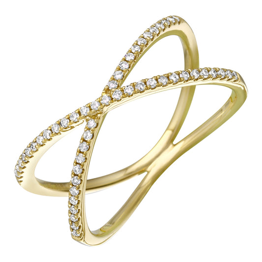 14K Yellow Gold Diamond Criss-cross Ring