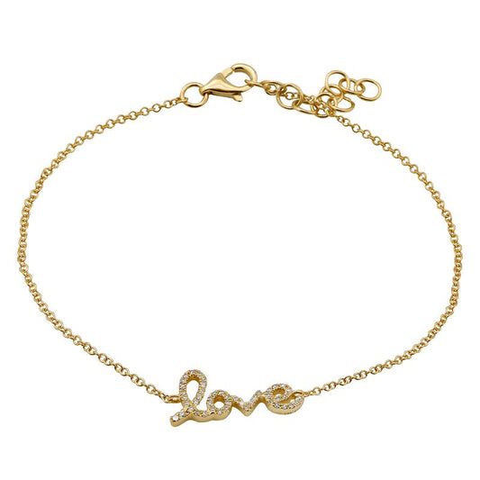 14k Yellow Gold Diamond small Love Bracelet