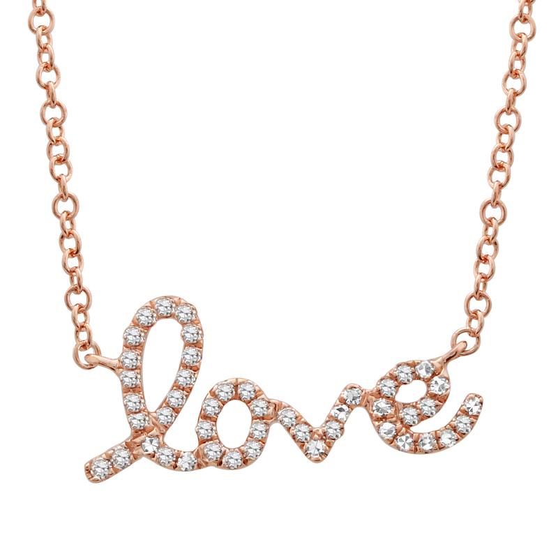 14K Yellow Gold Cursive Love Necklace