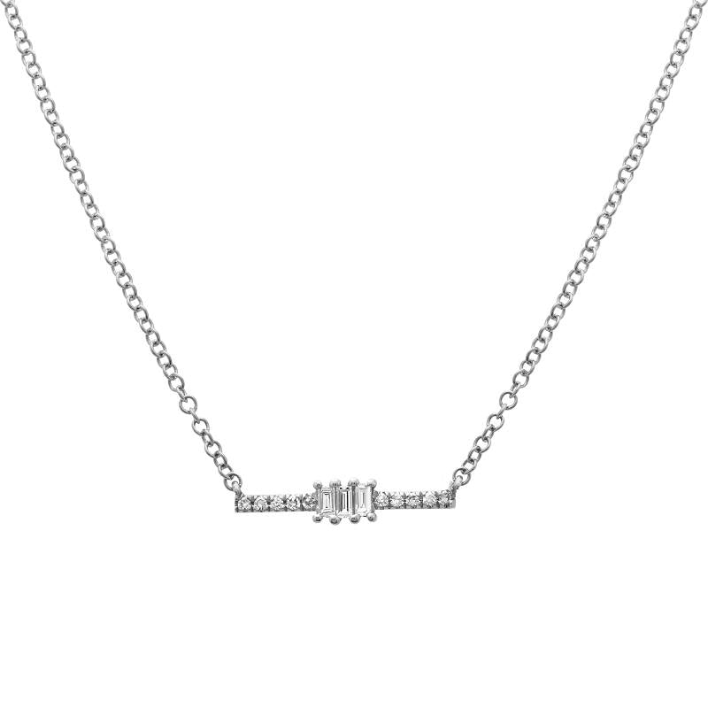 14K Rose Gold Diamond Bar Necklace