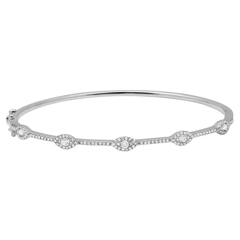 14k White Gold Diamond Bangle