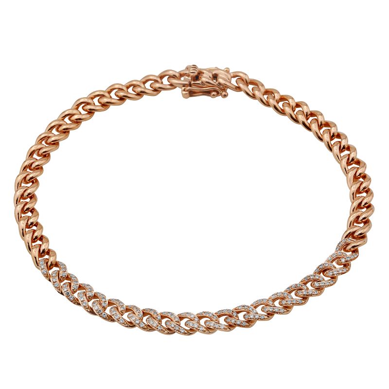 14K Yellow Gold Diamond Small Cuban Link Bracelet