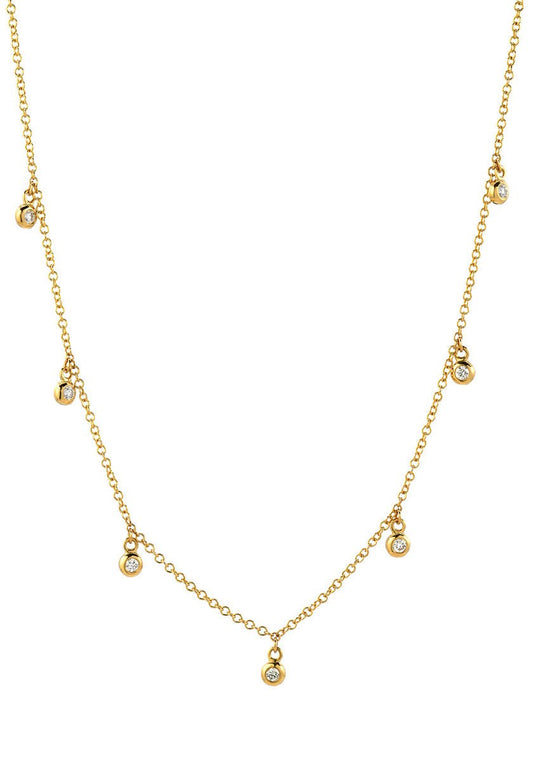 14k Seven Bezel Diamond Necklace