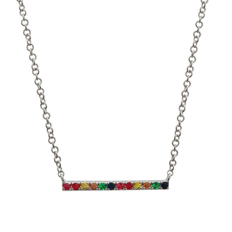 14K Yellow Gold Rainbow Bar Necklace