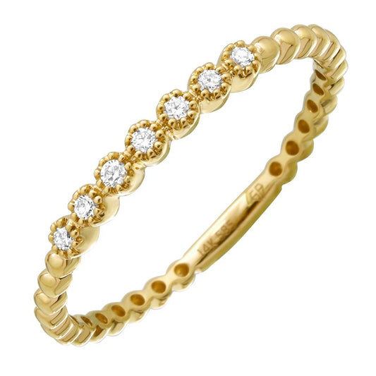 14K Yellow Gold Diamond Beads Ring