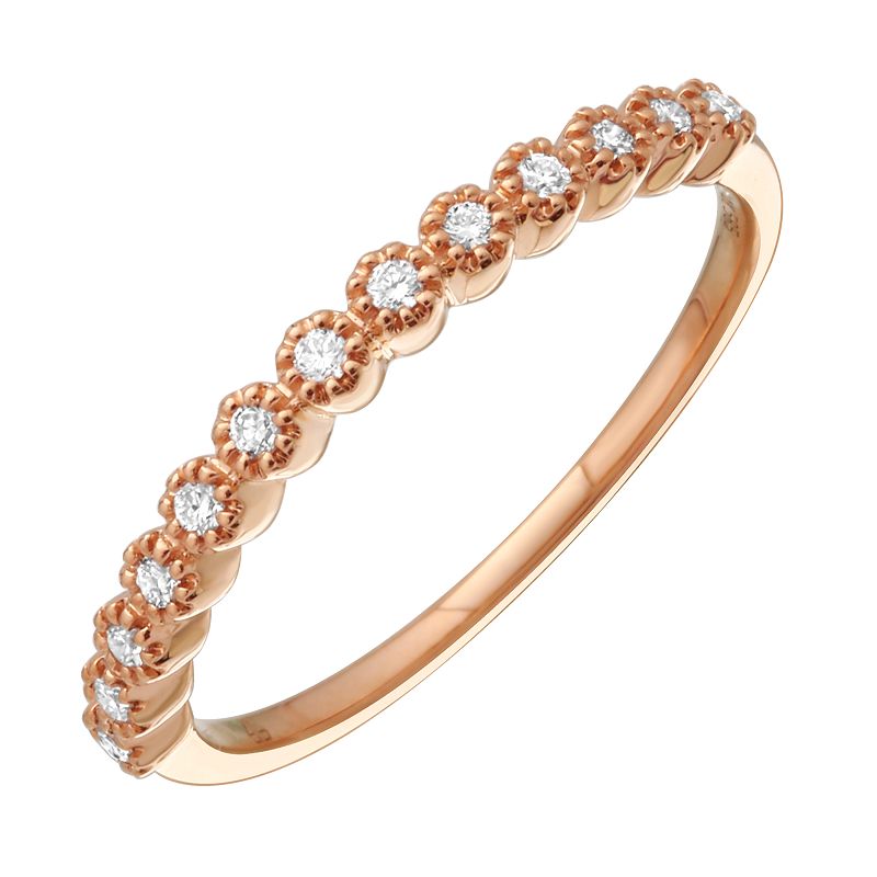 14K Yellow Gold Diamond Beads Ring