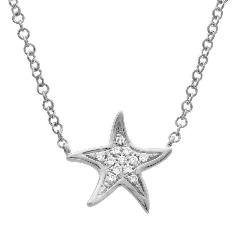 14K Yellow Gold Diamond StarFish Necklace