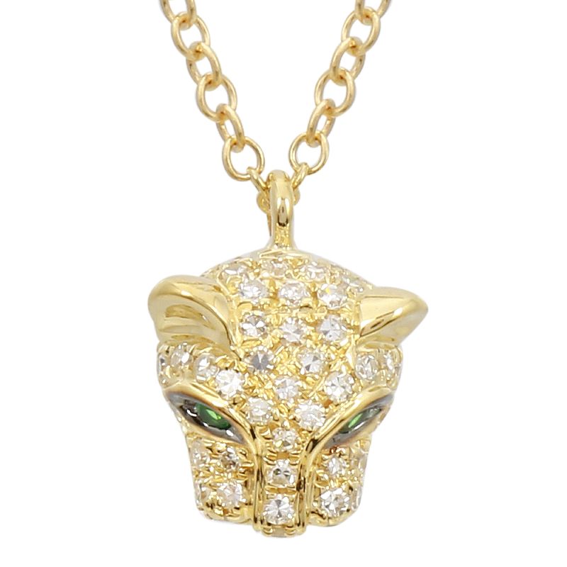 14K Yellow Gold Diamond Panther Necklace