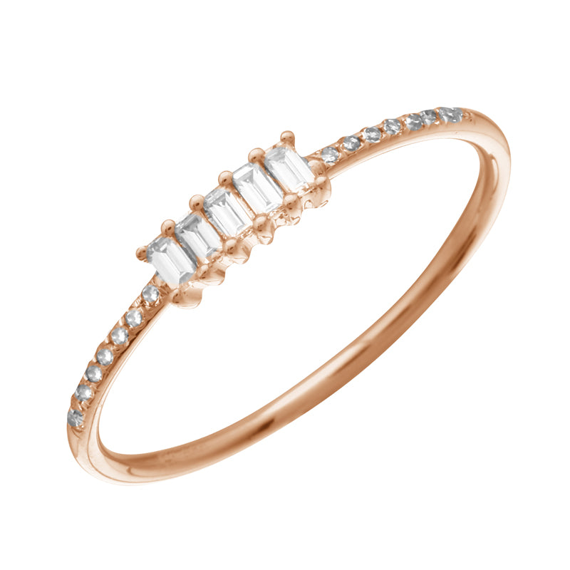 14K Yellow Gold Baguette Diamond Ring