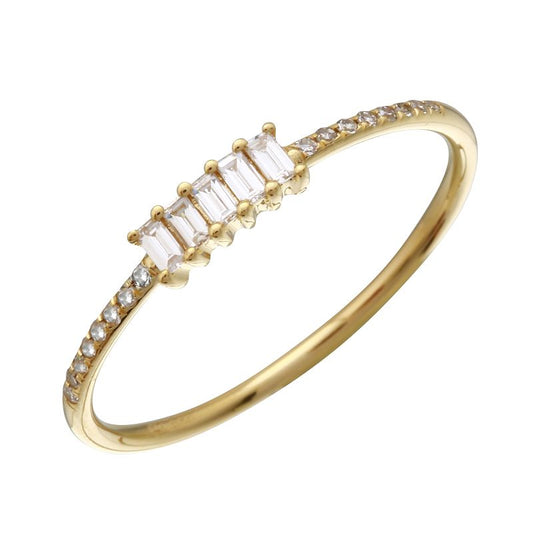 14K Yellow Gold Baguette Diamond Ring