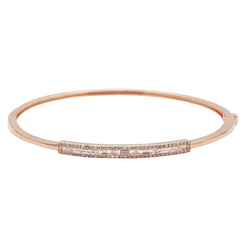 14K Yellow Gold Diamond Baguette Bangle