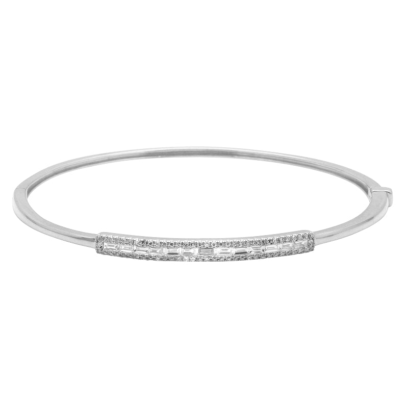 14K Yellow Gold Diamond Baguette Bangle