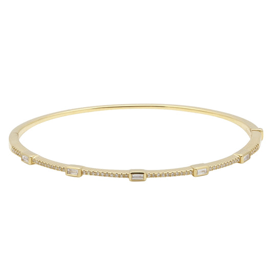 14K Yellow Gold Baguette Diamond Bangle