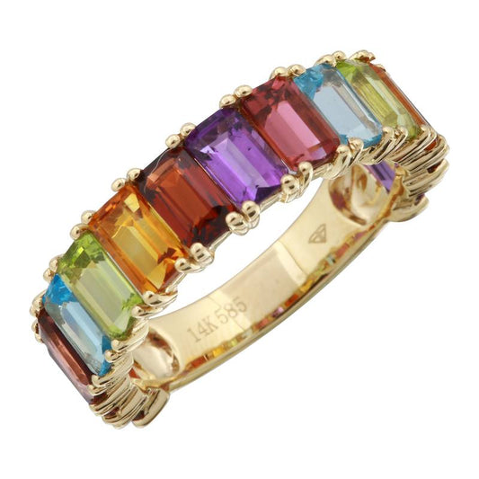 14K Yellow Gold Rainbow Ring