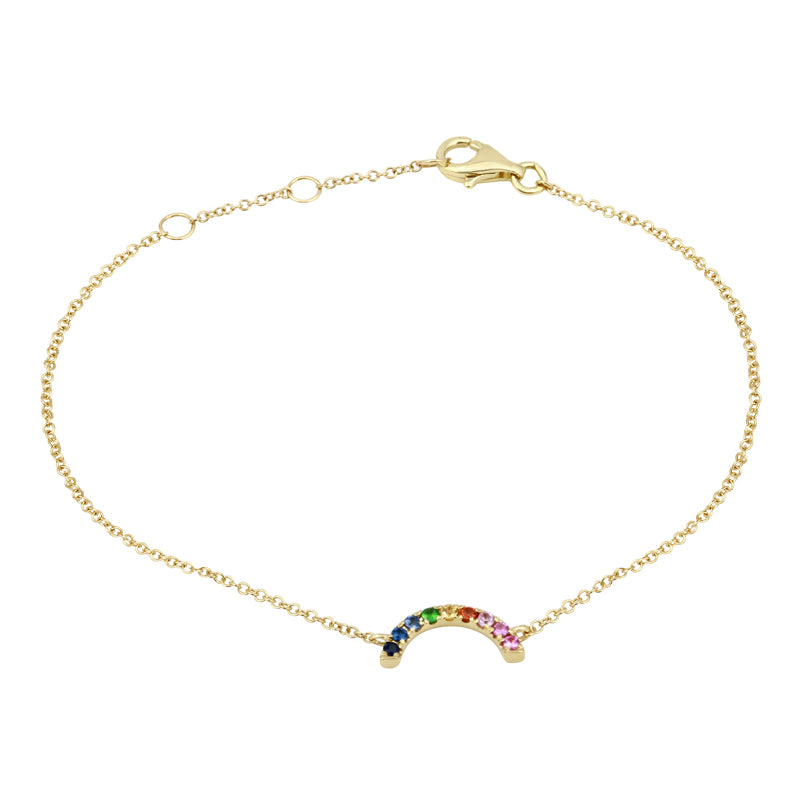 14K Yellow Gold Rainbow Sapphire Bracelet