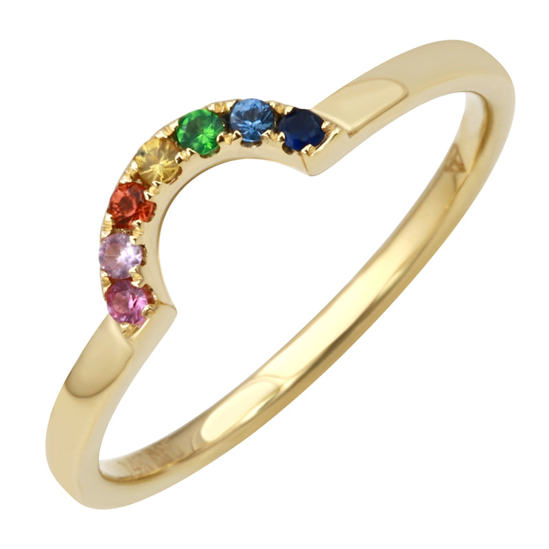 14K Rose Gold Mini Rainbow Ring