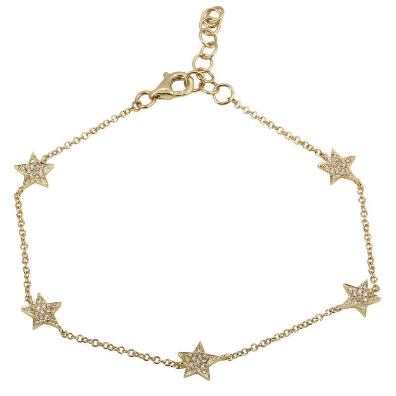 14K Yellow Gold Diamond Star Bracelet