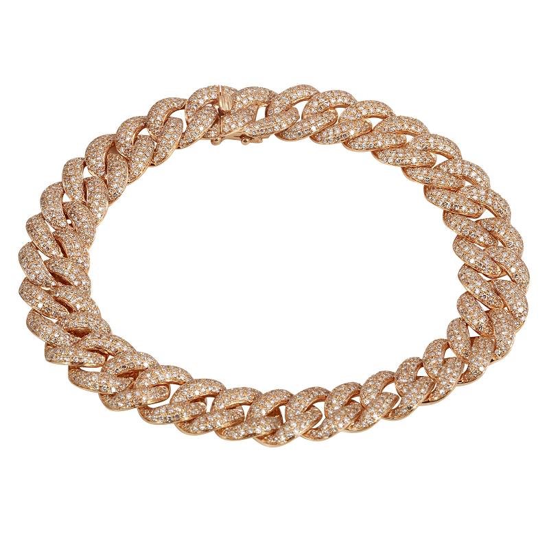 14K Yellow Gold Diamond Cuban Link Bracelet