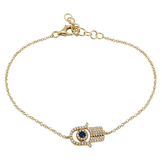 14K Yellow Gold Diamond Hamsa Bracelet