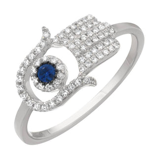 14K Yellow Gold Diamond Hamsa Ring