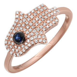 14K Rose Gold Diamond Hamsa Ring