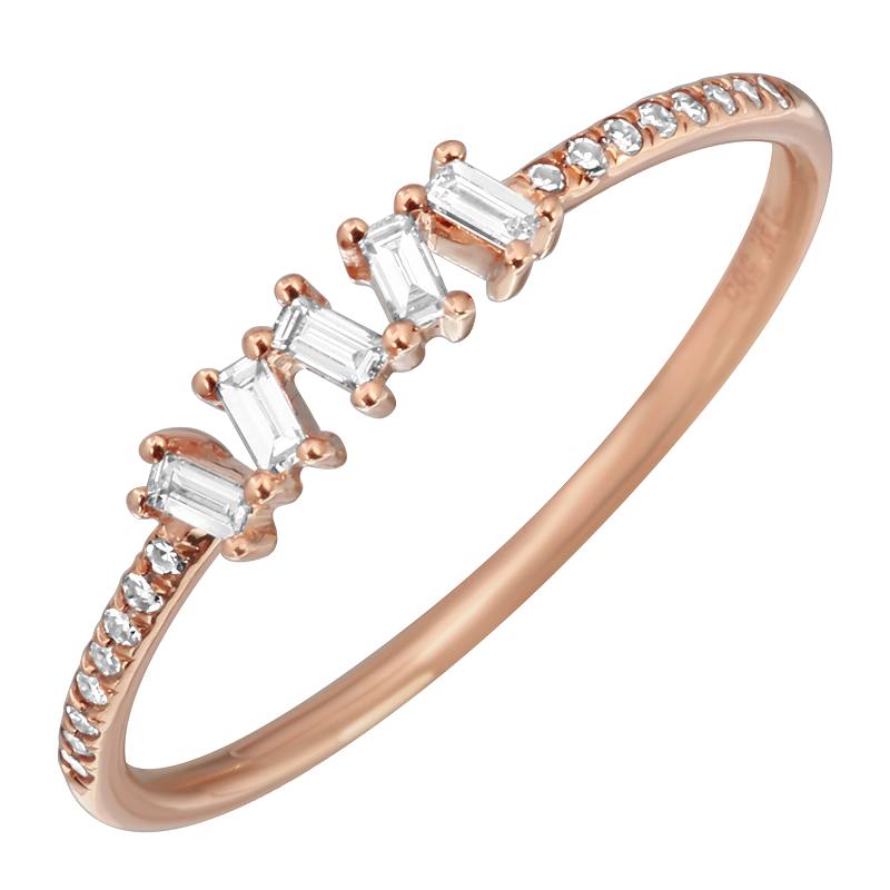 14K Rose Gold Baguette cut Diamond Ring