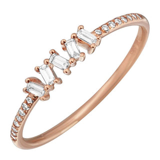 14K Rose Gold Baguette cut Diamond Ring