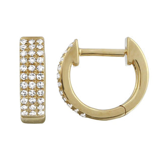 14K Yellow Gold Triple Row Diamond Huggie