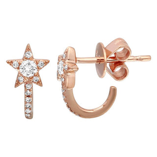 14K Yellow Gold Diamond Star Huggies