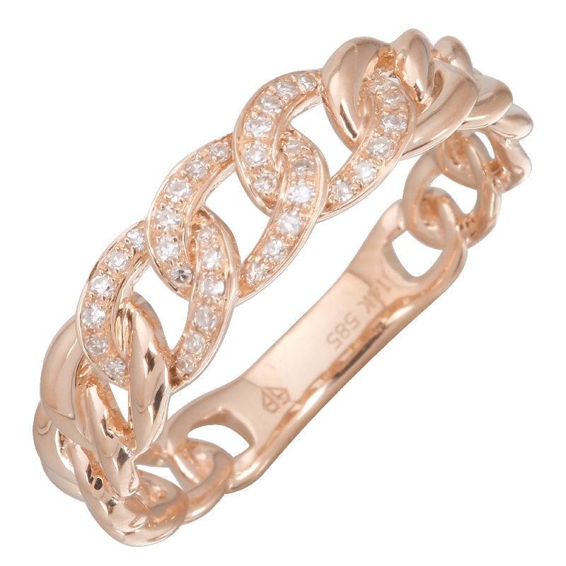 14K Yellow Gold Diamond Cuban Link Ring