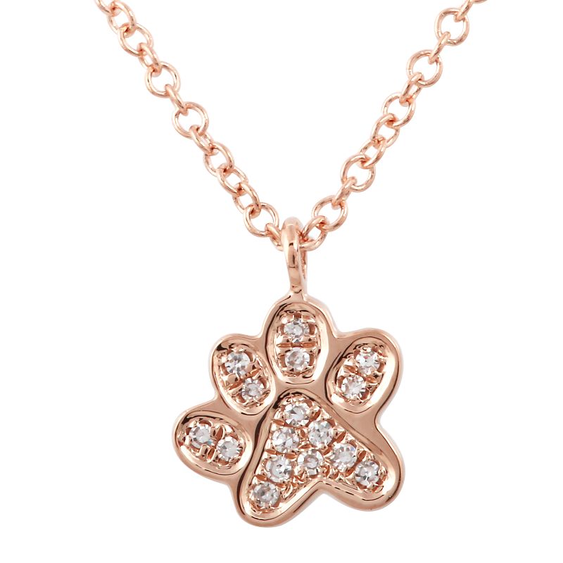 14K Yellow Gold Diamond Paw Necklace