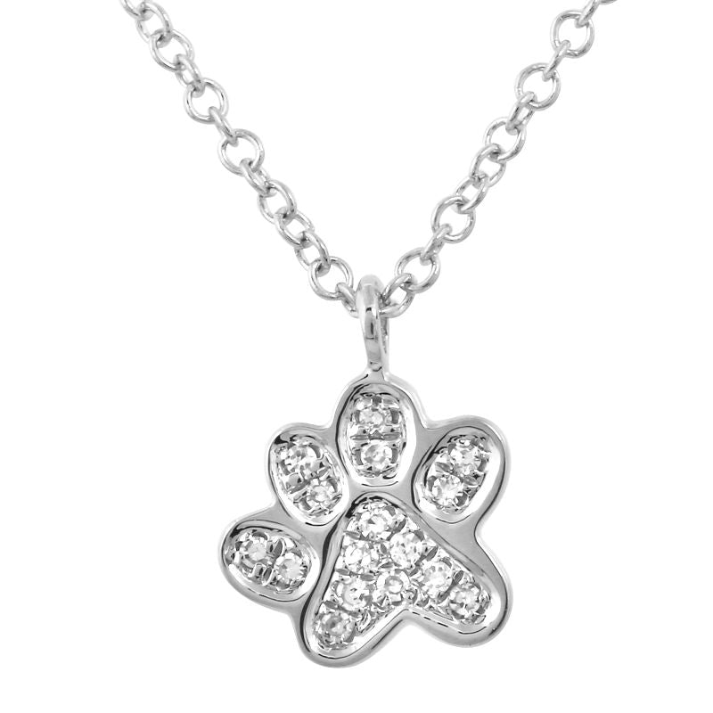 14K Yellow Gold Diamond Paw Necklace