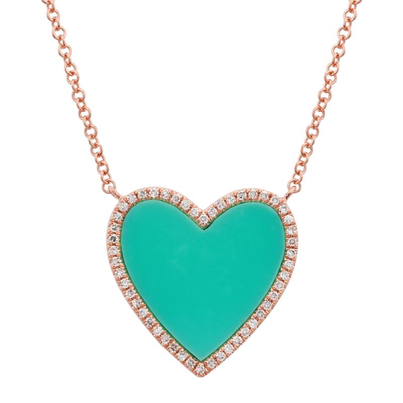 14K Rose Gold Diamond Heart Necklace