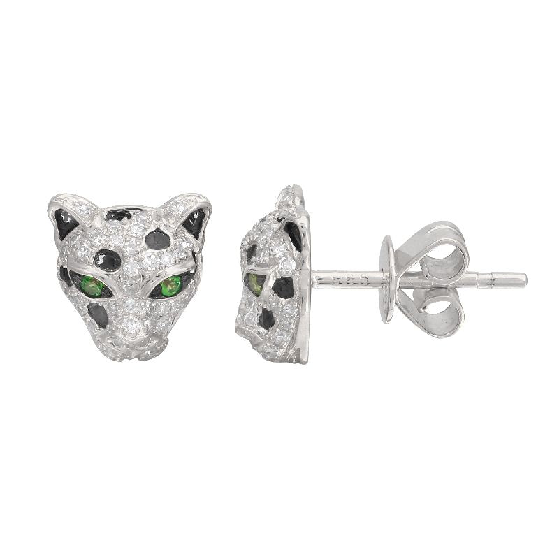 14K Yellow Gold Diamond Panther Earrings