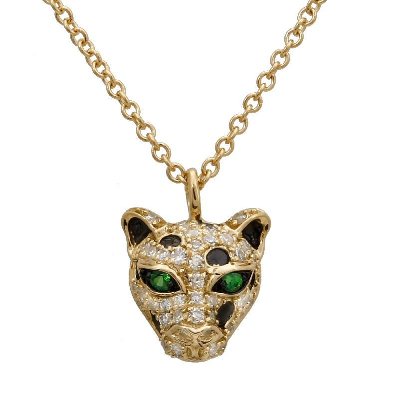 14K Rose Gold Diamond Panther Necklace