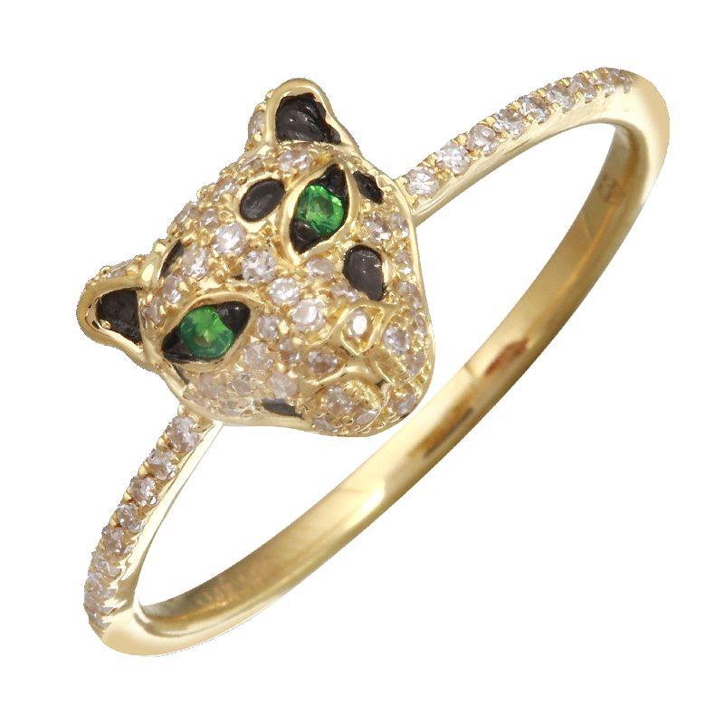 14K Yellow Gold Diamond Panther Rings