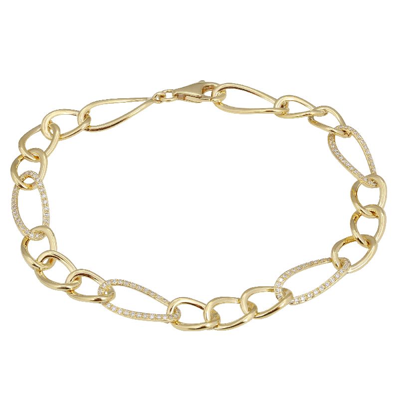 14K Yellow Gold Diamond Link Bracelet