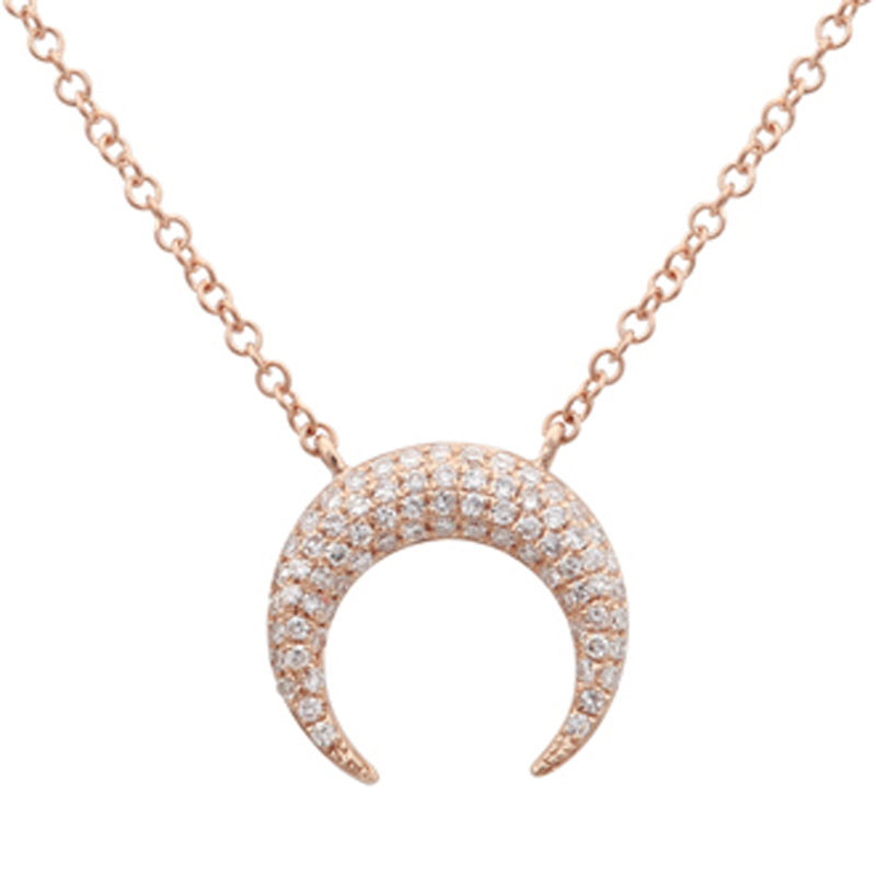 14K Yellow Gold Diamond Moon Necklace