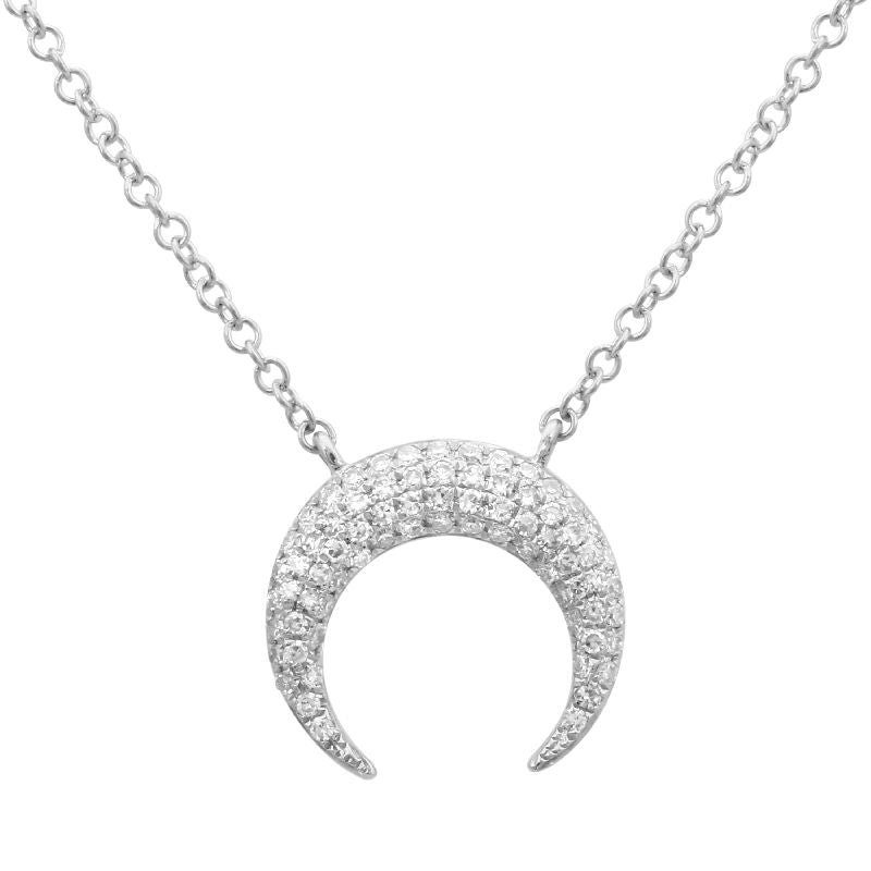 14K Yellow Gold Diamond Moon Necklace