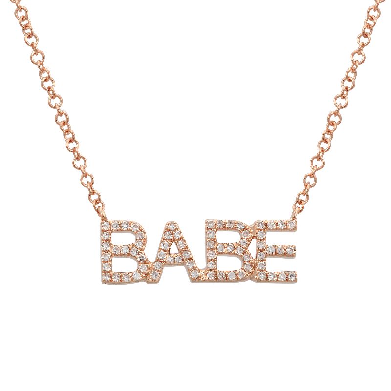 14K Yellow Gold Diamond BABE Necklace