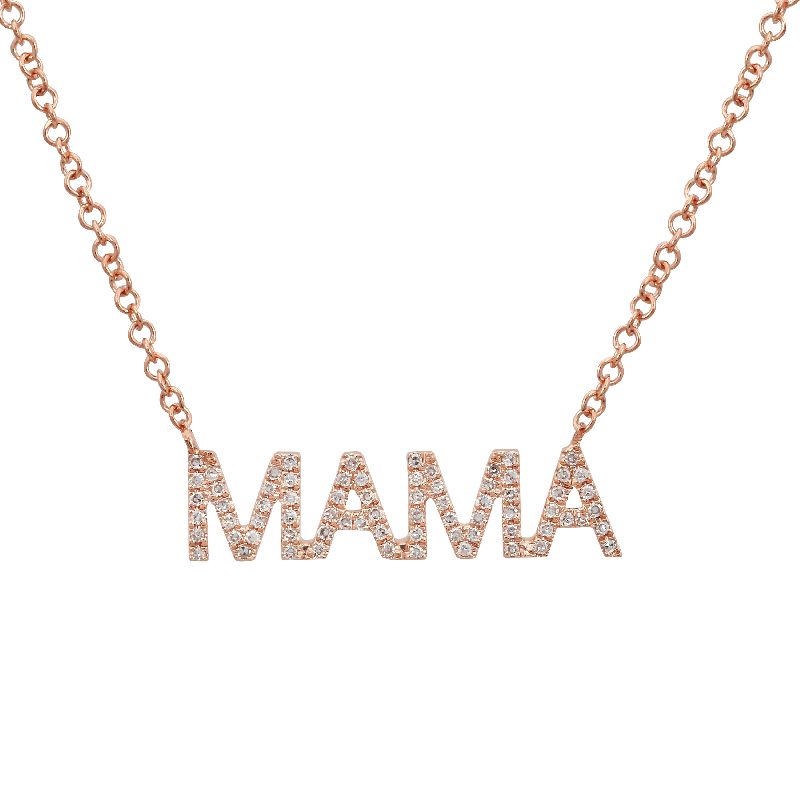 14K Yellow Gold MAMA Diamond Necklace