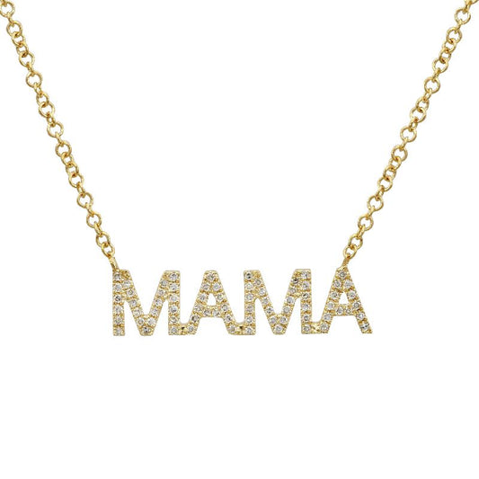 14K Yellow Gold MAMA Diamond Necklace