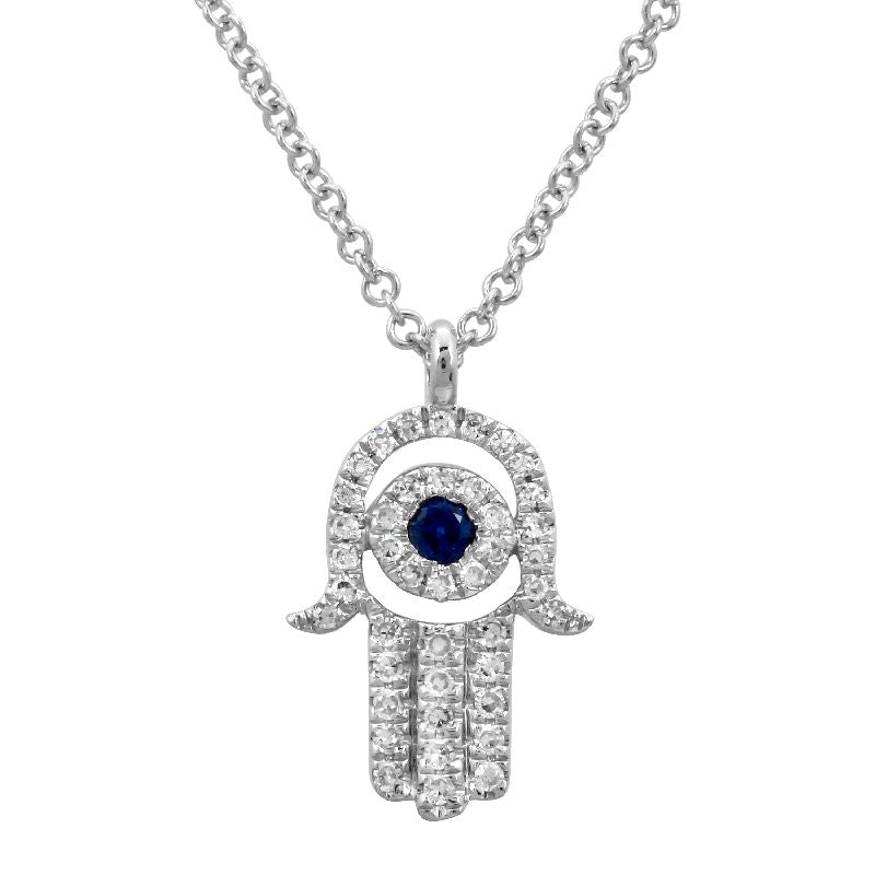 14K Yellow Gold Diamond Hamsa Necklace